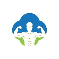 objeto vetorial e ícones para design de logotipo de fitness de emblema de ginásio de etiqueta esportiva vetor