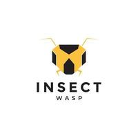 design de logotipo de vespa robótica de cabeça vetor
