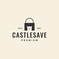 cadeado com logotipo do castelo hipster vetor