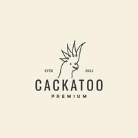 design de logotipo hipster de cabeça de cacatua vetor