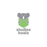 coala com design de logotipo de chapéu de formatura vetor