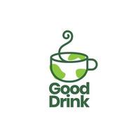 linhas de copo design de logotipo de natureza de bebida verde vetor