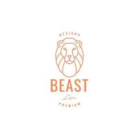design de logotipo de juba de leão de besta de rosto mínimo vetor