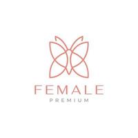 linhas mínimas design de logotipo de borboleta feminina vetor