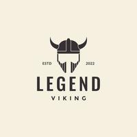 lenda viking capacete chifre logotipo vintage vetor