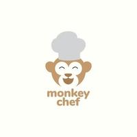 design de logotipo de chef de macaco de desenho animado vetor