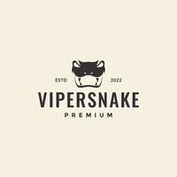 hipster de design de logotipo de cobra de víbora de cabeça vetor