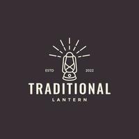logotipo de hipster vintage de querosene de lanterna tradicional vetor