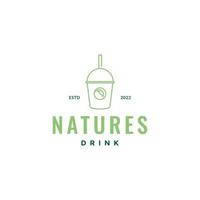 natureza copo de bebida logotipo fresco de plástico vetor