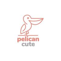 design de logotipo de pequeno pelicano de arte de linha vetor