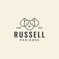 logotipo de hipster de cabeça de cachorro russell vetor