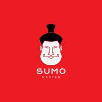 design de logotipo de homem de sumô de rosto vetor