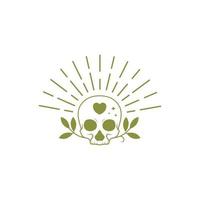 design de logotipo sunburst de crânio de natureza vetor