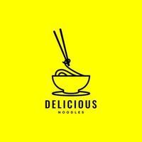 vetor de design de logotipo de comida de macarrão delicioso