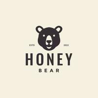 logotipo de urso de mel hipster de cabeça vetor