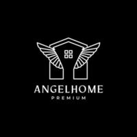 casa com design de logotipo de anjo de asas vetor