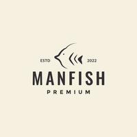 design de logotipo vintage manfish hipster vetor