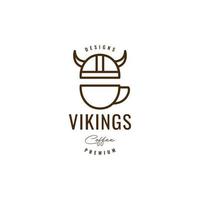 viking com design de logotipo de xícara de café vetor
