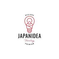 montanha do japão com design de logotipo de lâmpada vetor