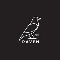 design de logotipo de corvo de linha de arte moderna vetor