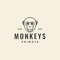 cara macaco macaco design de logotipo hipster mínimo vetor