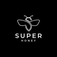 design de logotipo de mel super abelha vetor
