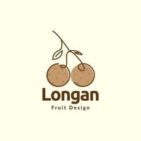 logotipo de frutas longan marrons frescas vetor