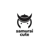 design de logotipo fofo de samurai de retrato vetor