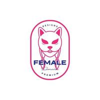 design de logotipo de distintivo feminino kitsune vetor