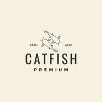 design de logotipo hipster de comida de peixe-gato vetor