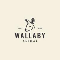 design de logotipo vintage de wallaby de cabeça vetor