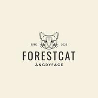 rosto design de logotipo hipster de gato da floresta vetor