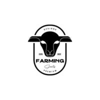 logotipo vintage de emblema de fazenda de cabeça de cabra geométrica vetor