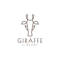 design de logotipo de girafa de cabeça de linhas minimalistas vetor