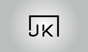 design de logotipo da letra jk. jk logotipo com forma quadrada em cores pretas modelo de vetor livre.