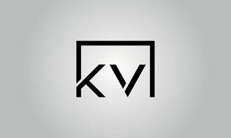 design de logotipo de letra kv. kv logotipo com forma quadrada em cores pretas modelo de vetor livre.