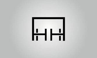letra hh design de logotipo. hh logotipo com forma quadrada em cores pretas modelo de vetor livre.