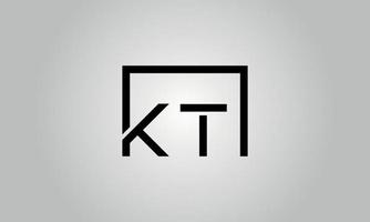 design de logotipo de letra kt. kt logotipo com forma quadrada em cores pretas modelo de vetor livre.