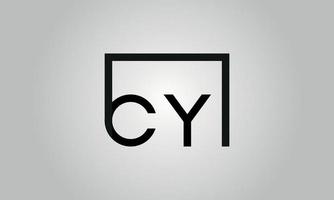 design de logotipo carta cy. cy logotipo com forma quadrada em cores pretas modelo de vetor livre.