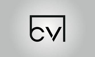 design de logotipo de carta cv. cv logotipo com forma quadrada em cores pretas modelo de vetor livre.