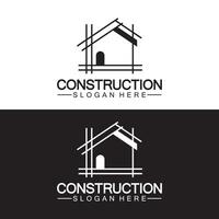 construção, reparo doméstico e design de logotipo de conceito de construção, modelo de logotipo de vetor de construção de casa