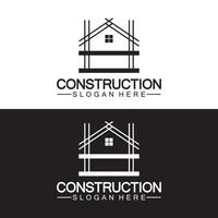 construção, reparo doméstico e design de logotipo de conceito de construção, modelo de logotipo de vetor de construção de casa