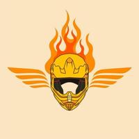 combinação de fogo de logotipo de capacete amarelo vetor