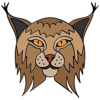 ilustração de cabeça de lince, mascote esportivo ou logotipo da equipe em estilo simples. imagem de desenho animado lince em gráficos vetoriais. vetor