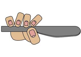 mão segurando uma faca de mesa, isolada no fundo branco em estilo cartoon em gráfico vetorial vetor