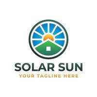 ilustração de casa e sol pode usar para o logotipo da empresa do painel de telhado do sistema solar vetor