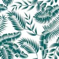 plantas da floresta tropical abstrata azul deixa padrão sem emenda na cor monocromática elegante sobre fundo branco. trópicos exóticos. design exótico e ornamento. ilustração na moda do verão de praia. papel de parede vetor