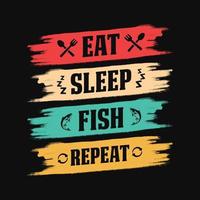 comer peixe sono repetir - pescador, barco, vetor de peixe, emblemas de pesca vintage, etiquetas de pesca, emblemas - design de camiseta vetorial de citações de pesca