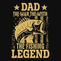 citação de pesca - pai o homem o mito a lenda da pesca - bandeira dos eua, pescador, vetor de peixe, emblemas de pesca vintage, etiquetas de pesca, emblemas - design de camiseta de pesca