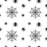 textura de aranha preta e teia de aranha sobre fundo de cor branca. modelo de design de padrão sem emenda. ilustração vetorial de tema de cor monocromática vetor
